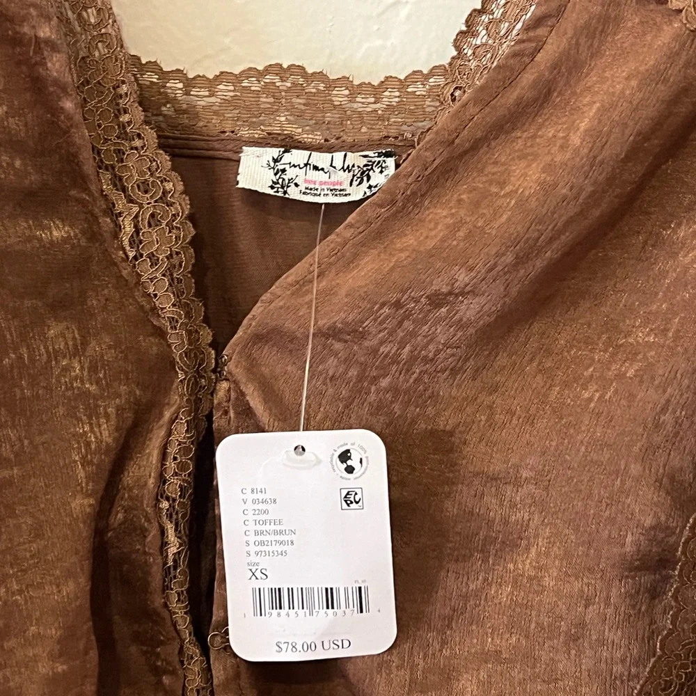 FREE PEOPLE Intimidately Tell Me More Bodysuit XS Brown Lace Boho NWT - Picture 5 of 5